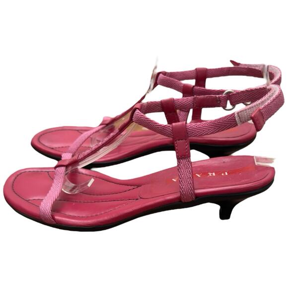 PRADA Women’s Pink Kitten Heel Sandals Size 38.5 - Picture 6 of 12